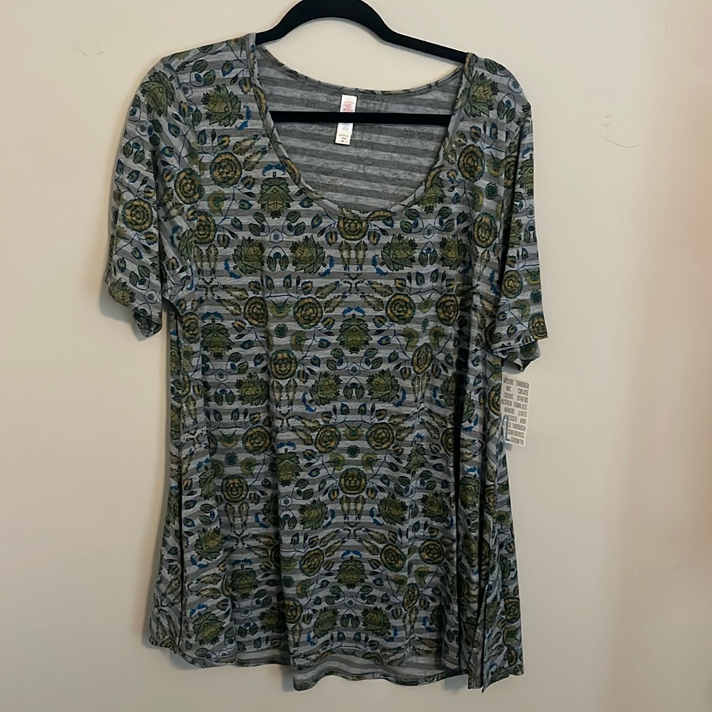 XL Floral Striped LuLaRoe Perfect Tee